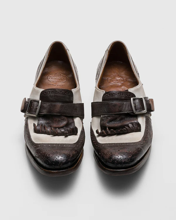 Shanghai W Glacé calf and Nubuck Monk Strap