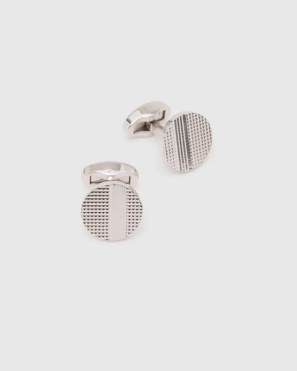 Strata Cufflink Rhodium Plated Textured