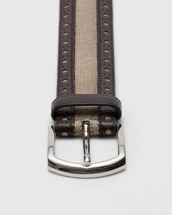 Belt Brogue Antique Calfskin and Linen Belt