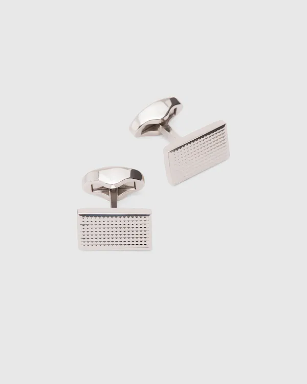 Gatsby Cufflink Rhodium Plated Textured