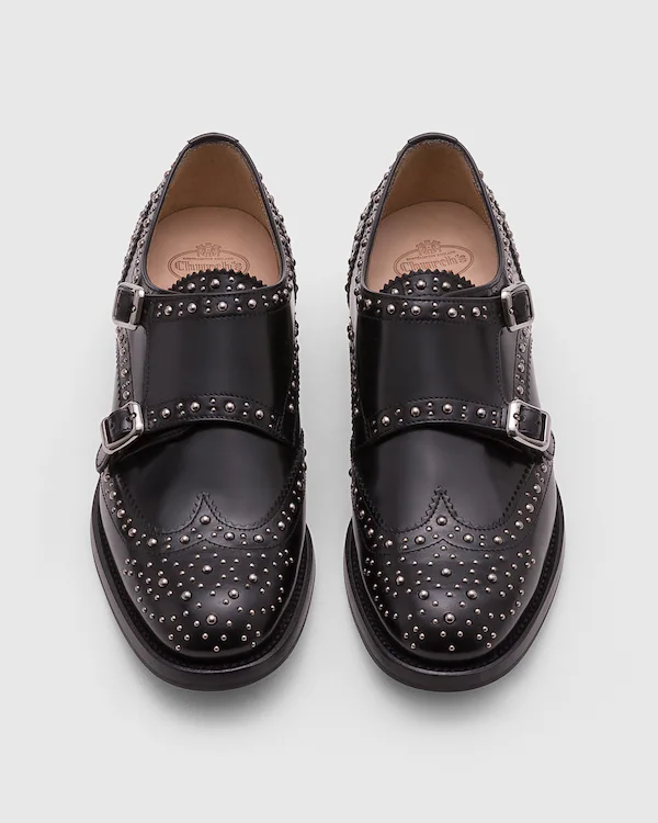 Lana Met. Polished Binder Monk Brogue with Studs
