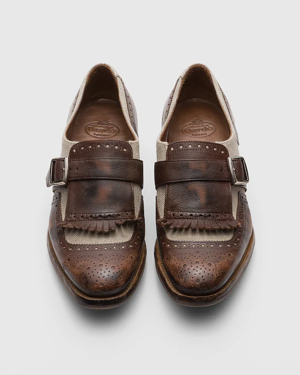 Shanghai W Vintage Glacè and Linen Buckle Loafer