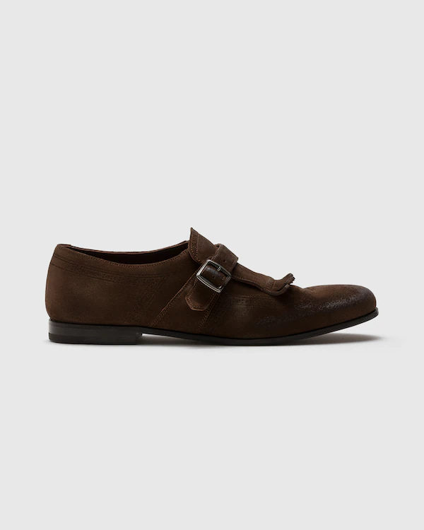 Shanghai Laser Antiqued Suede Monk Strap