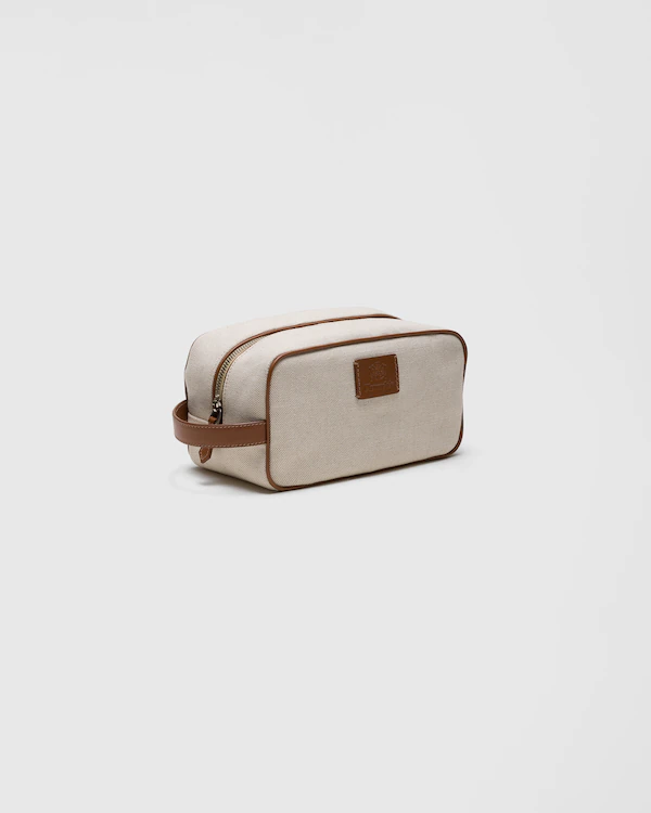 Devon Linen Blend and Leather Pouch