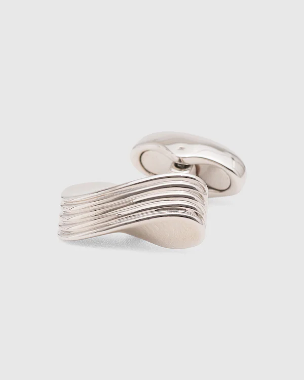 Wave Cufflink Rhodium Plated Wave
