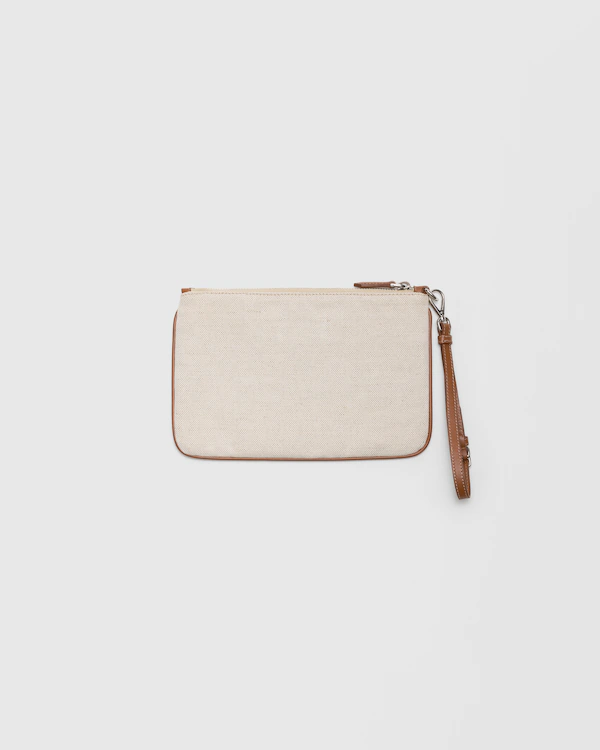 Pouch Linen Blend and Leather Pouch