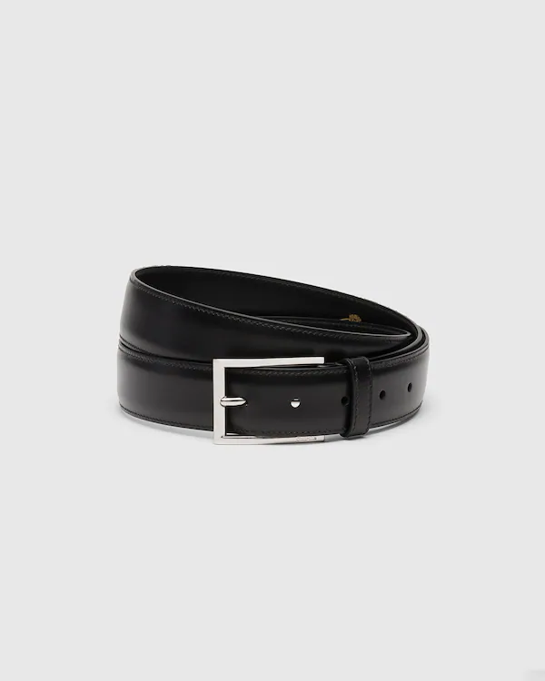 Elongated Buckle Belt Calf Leather Belt